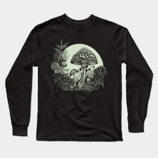 Cottagecore Moon, Mushrooms, Plants and Trees Long Sleeve T-Shirt